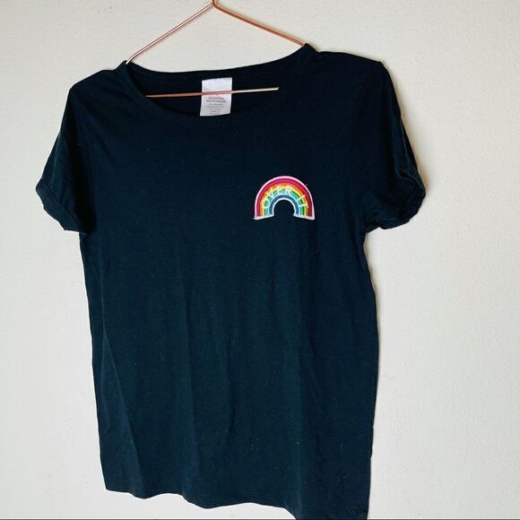 EUC ANGL Black Rainbow Patchwork Graphic Tank Large - Picture 2 of 5